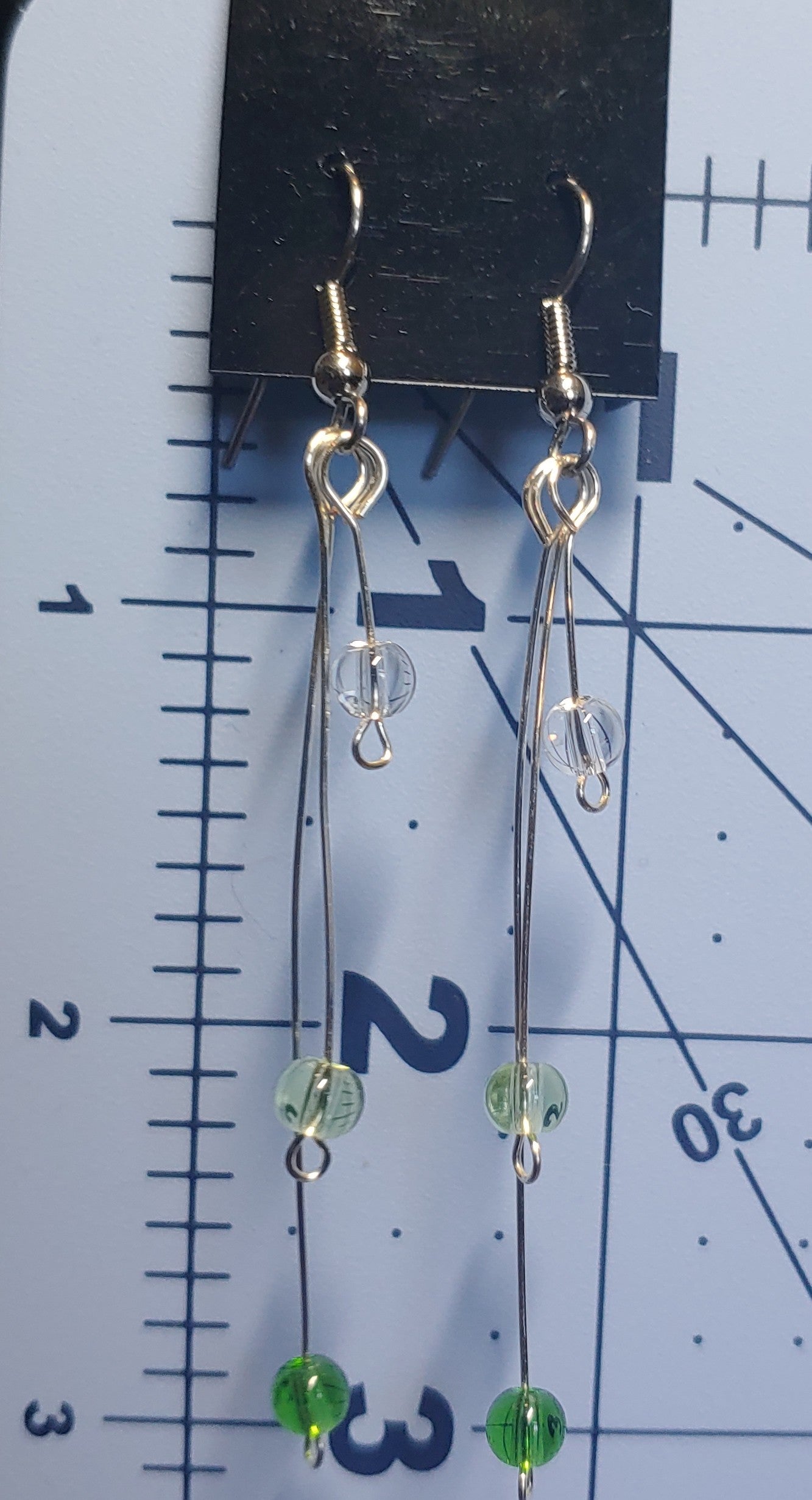 Three Strand Green Drop Earrings