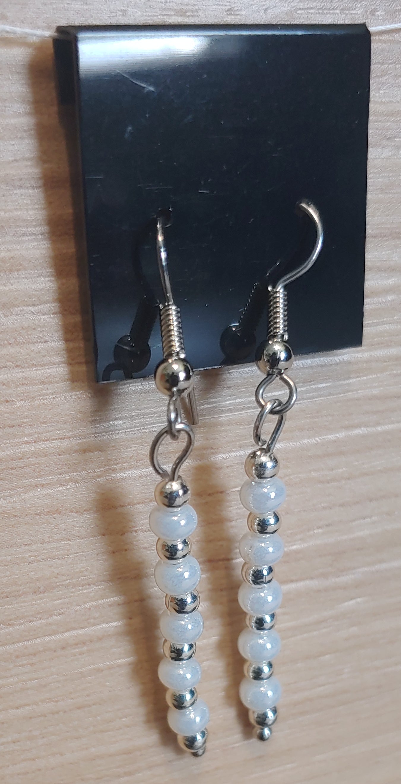 Long White Drop Earrings